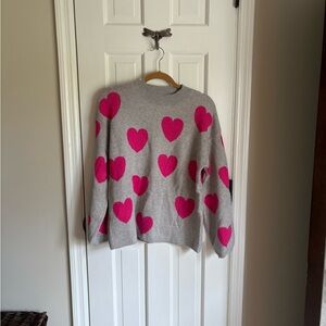 Gray and Pink Heart Sweater